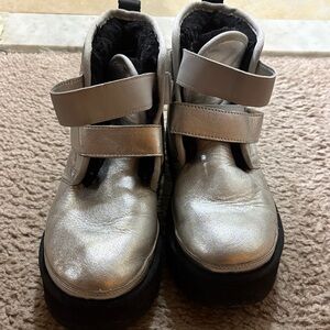 Silver Metallic UGG Boots with Velcro Straps